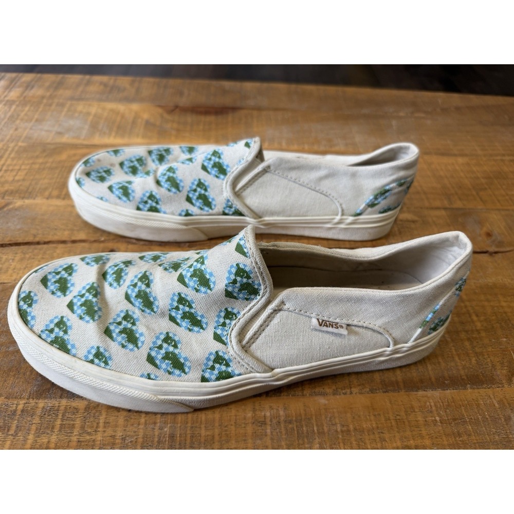 Vans Women's Asher Eco Positivity Multi/Off-White‎ Slip On Skate Shoes-Size 10